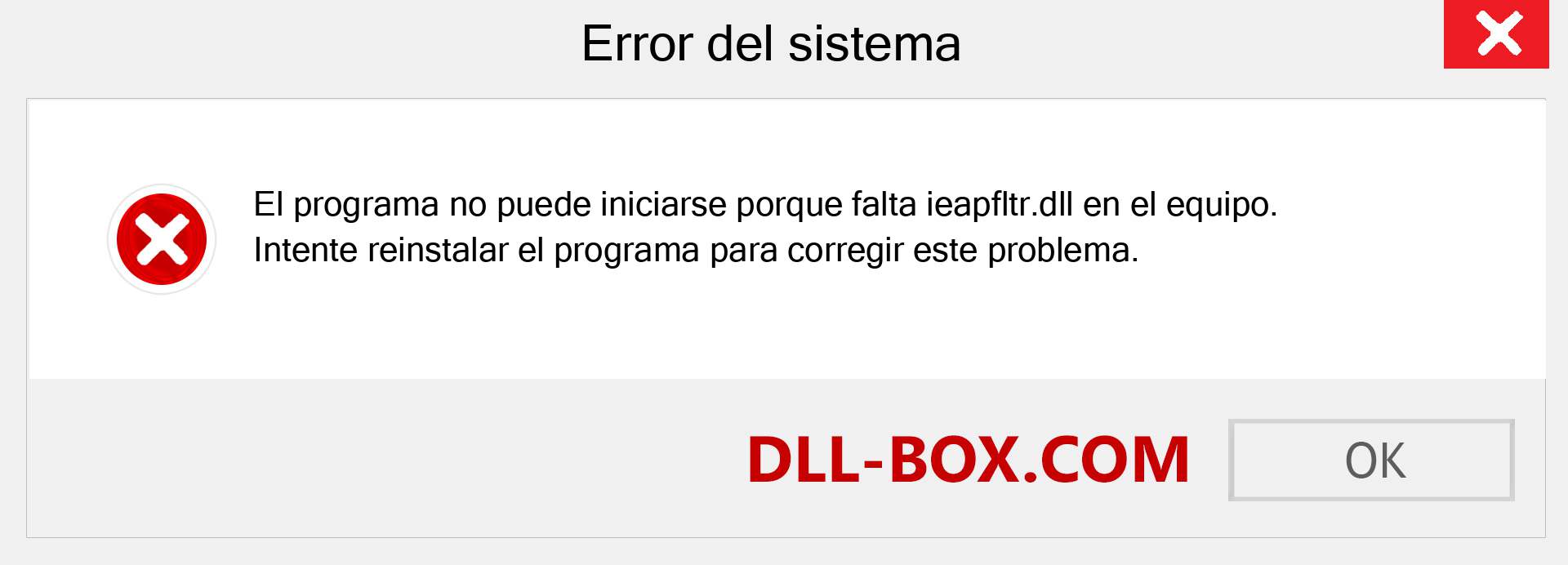 ¿Falta el archivo ieapfltr.dll ?. Descargar para Windows 7, 8, 10 - Corregir ieapfltr dll Missing Error en Windows, fotos, imágenes